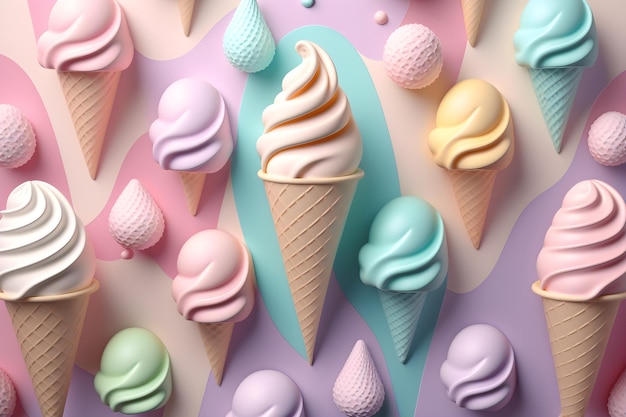 Fondo de patrón de helado 3d