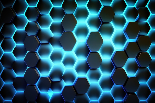 Fondo de patrón hexagonal azul realista Ilustración AI generativo