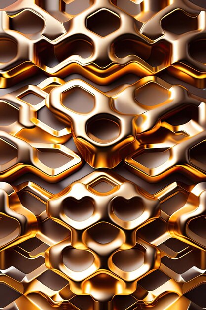 Fondo de patrón hexagonal dorado de lujo posprocesado