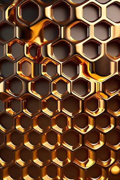 Fondo de patrón hexagonal dorado de lujo posprocesado