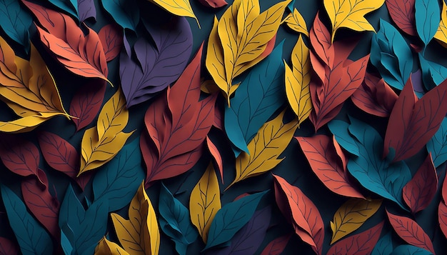 Un fondo de patrón de hojas coloridas