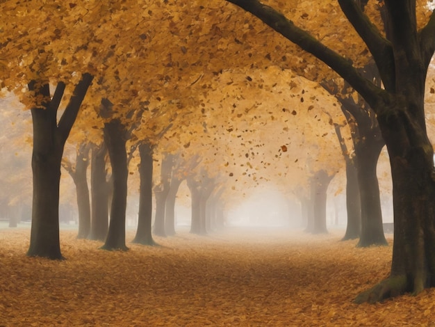 Foto el fondo del patrón de las hojas que caen en otoño