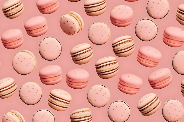 Fondo de patrón de macarrones rosa volador