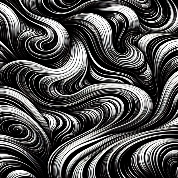 Fondo de patrón de onda blanco y negro con líquido que fluye