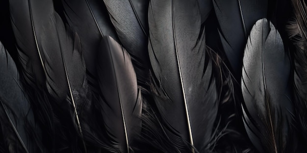 Fondo de patrón de plumas negras realistas con foto generativa AI generada por AI