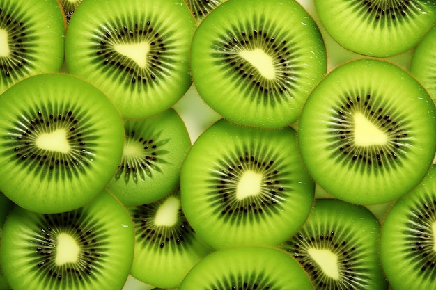Foto el fondo del patrón de las rebanadas de kiwi frescas