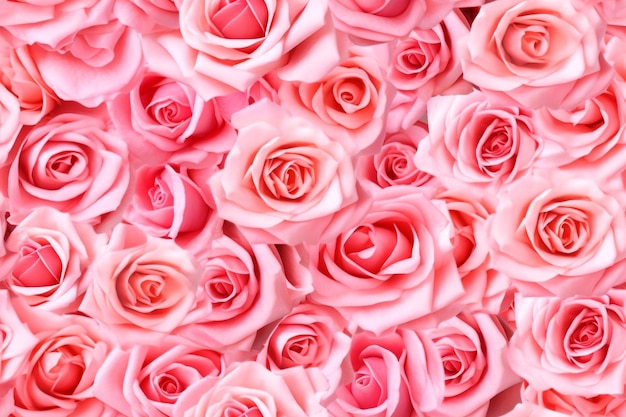 Foto fondo de patrón de rosas rosadas brillantes generado por ia