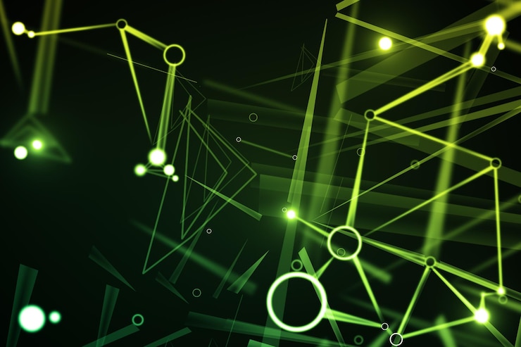 Foto fondo de patrón verde abstracto concepto de tecnología representación 3d