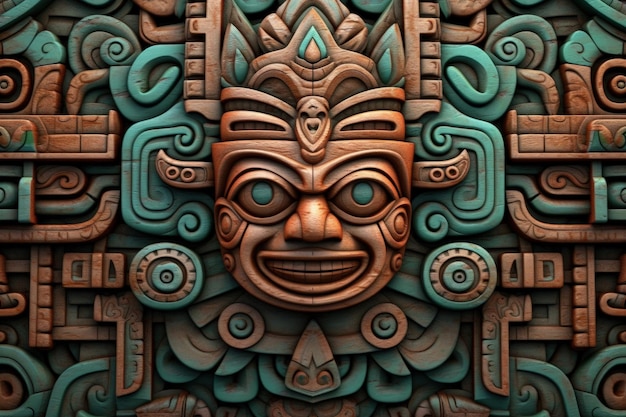 Fondo con patrones mayas concepto de cultura e historia IA generativa