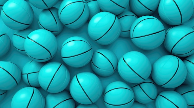 Fondo con pelotas de baloncesto en color azul azul