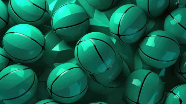 Fondo con pelotas de baloncesto en color esmeralda