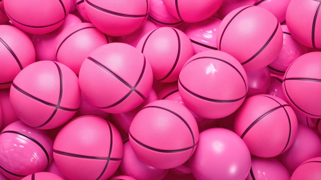 Fondo con pelotas de baloncesto en color rosa