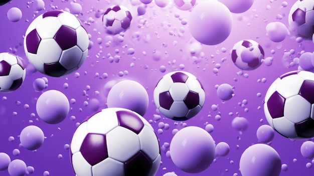 Fondo con pelotas de fútbol en color lavanda