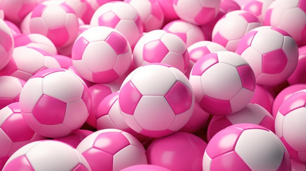 Foto fondo con pelotas de fútbol en color rosa