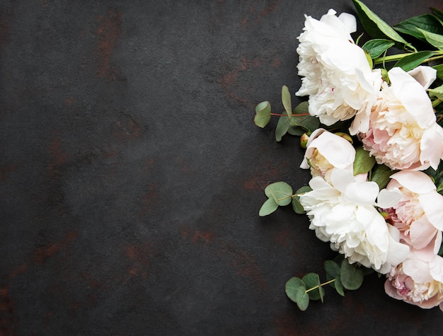 Foto el fondo con las peonías rosas