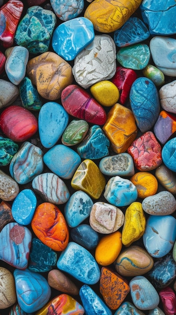 El fondo de pequeñas piedras coloridas