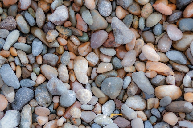 Fondo de pequeños guijarros y piedras en la orilla del mar o en el jardín
