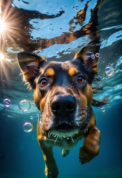 El fondo de un perro nadando en el agua