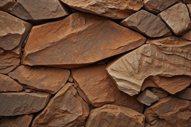 Fondo de piedra marrón Textura de roca Superficie de la montaña Primer plano Pared de piedra