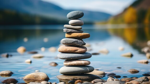 Fondo de piedra zen minimalista en el coste del mar