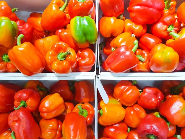 Foto fondo de pimientos dulces rojos pimienta dulce natural cosecha mercado de cosecha