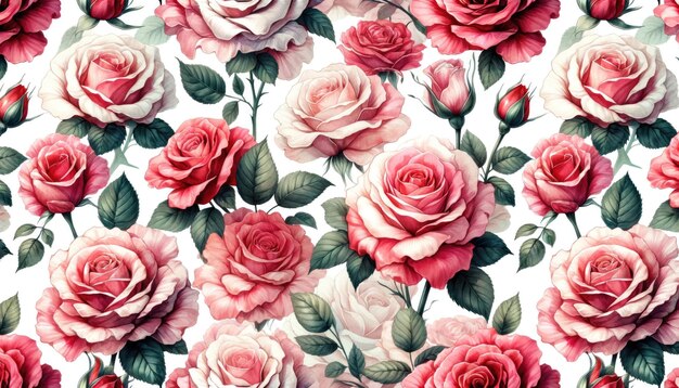 Fondo pintado a mano con rosas de acuarela