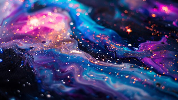 Foto fondo de pintura abstracta colorida obras de arte pintadas a mano con colores vibrantes burbujas brillantes y estrellas en el espacio