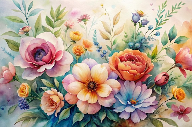 Fondo de pintura de acuarela floral