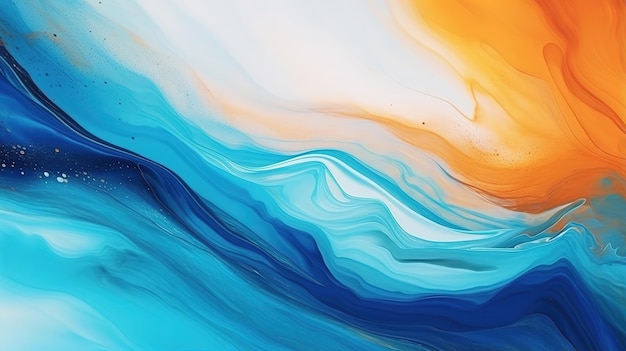 Foto fondo de pintura azul y naranja abstracto con textura grunge fluida líquida