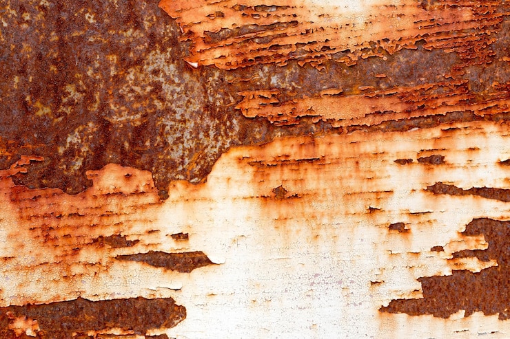Foto un fondo de pintura descascarada y metal viejo oxidado
