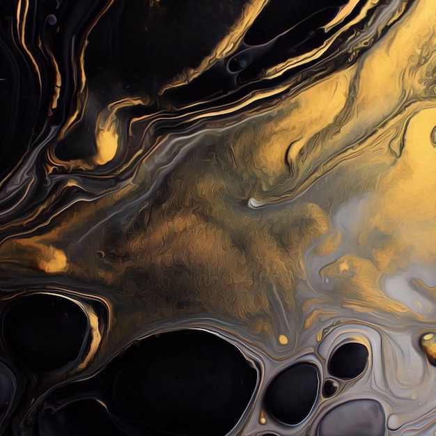 Un fondo de pintura de mármol dorado y negro en el estilo de pintura al óleo