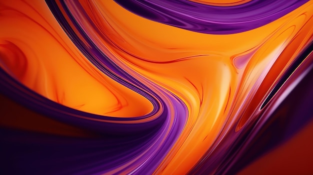 Fondo de pintura violeta y naranja abstracto con textura grunge fluida líquida