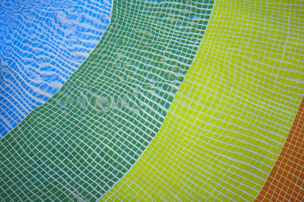 Fondo de piscina Colofrul asimétrico debido al movimiento del agua azulejo verde amarillo azulado