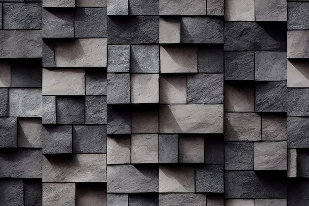 Fondo de pizarra negra gris oscuro Fondo de pared de piedra apilada horizontal Panorama de fondo y patrón de pared de piedra negra moderna Textura de pizarra de ladrillos negros