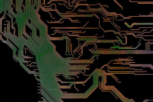 Fondo con una placa de circuito impreso el concepto de tecnologías modernas