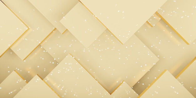 Fondo de placa de oro mosaico geométrico abstracto jerarquía cuadrado ilustración 3D