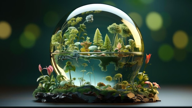 fondo del planeta tierra con ornamentos ecológicos de plantas verdes