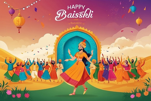 Fondo plano de diseño feliz baisakhi