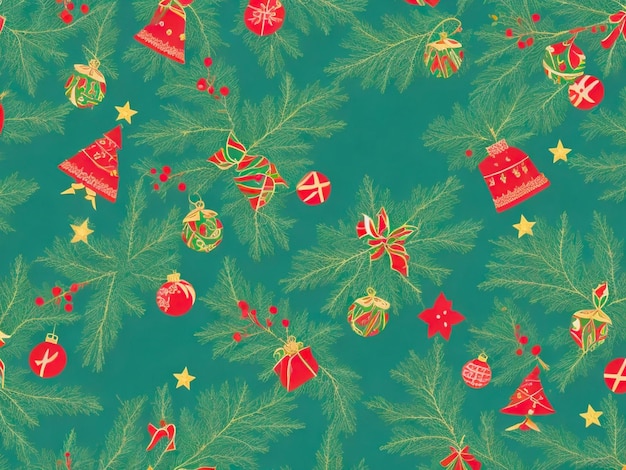 Foto fondo plano de diseño de patrones de navidad