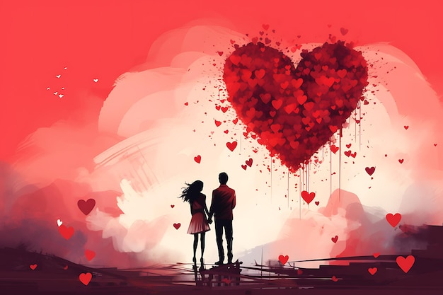 El fondo plano de la ilustración de San Valentín creado con inteligencia artificial