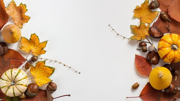 El fondo plano de otoño en blanco