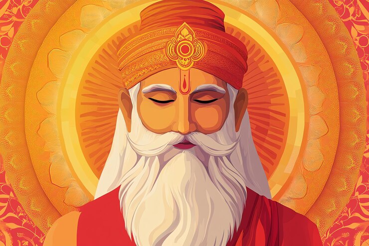 Foto el fondo plano de sage valmiki diwali