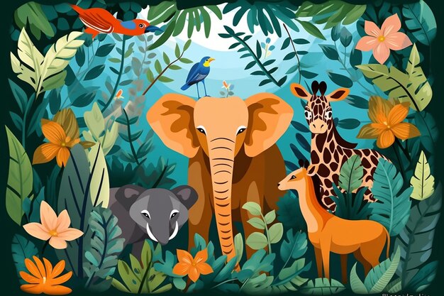 fondo plano vectorial para el Día Mundial de la Vida Silvestre con flora y fauna