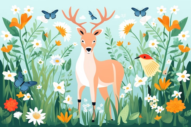 fondo plano vectorial para el Día Mundial de la Vida Silvestre con flora y fauna