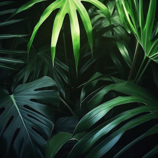 Fondo de plantas tropicales con hojas verdes