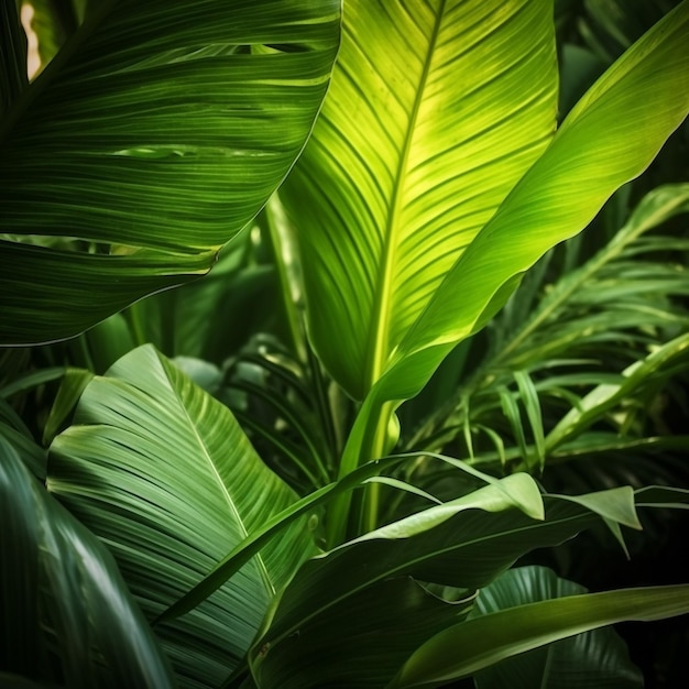 Fondo de plantas tropicales con hojas verdes