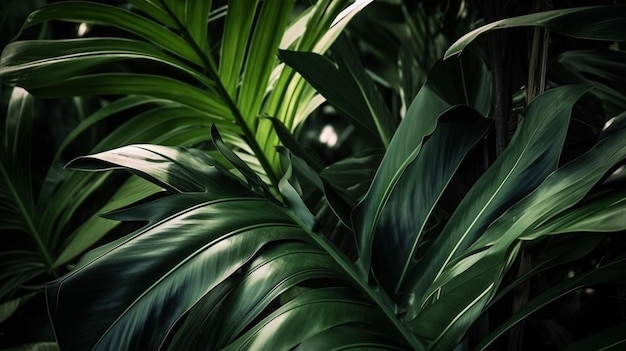 Fondo de plantas tropicales con hojas verdes