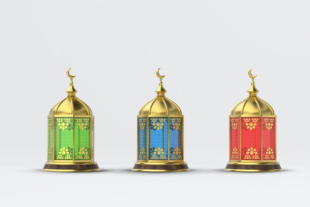 Fondo de plantilla de diseño de tarjeta de ramadan kareem de saludos islámicos 3d