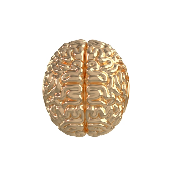 Fondo de plantilla de ilustración de renderizado de cerebro dorado 3d El concepto de lluvia de ideas de inteligencia
