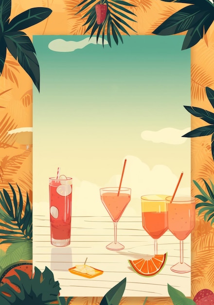 Fondo de plantilla de invitación de fiesta de verano Ilustración AI Generativo